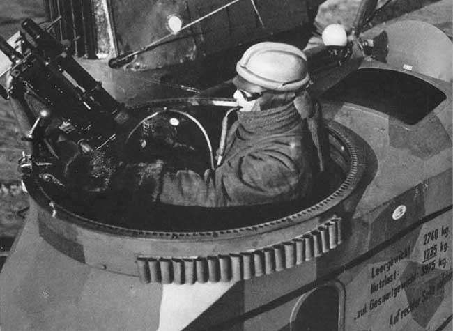 A Gotha bomber gunner at his Parabellum machine gun