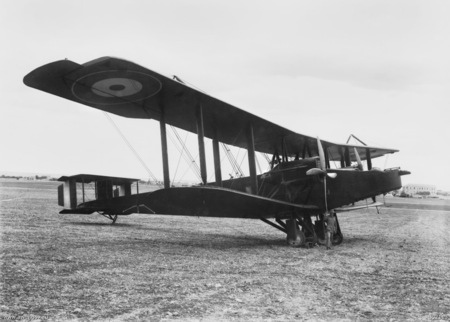 A Handley Page O/400 of No. 1 Squadron, Australian Flying Corps at Haifa, Palestine, 1918.
