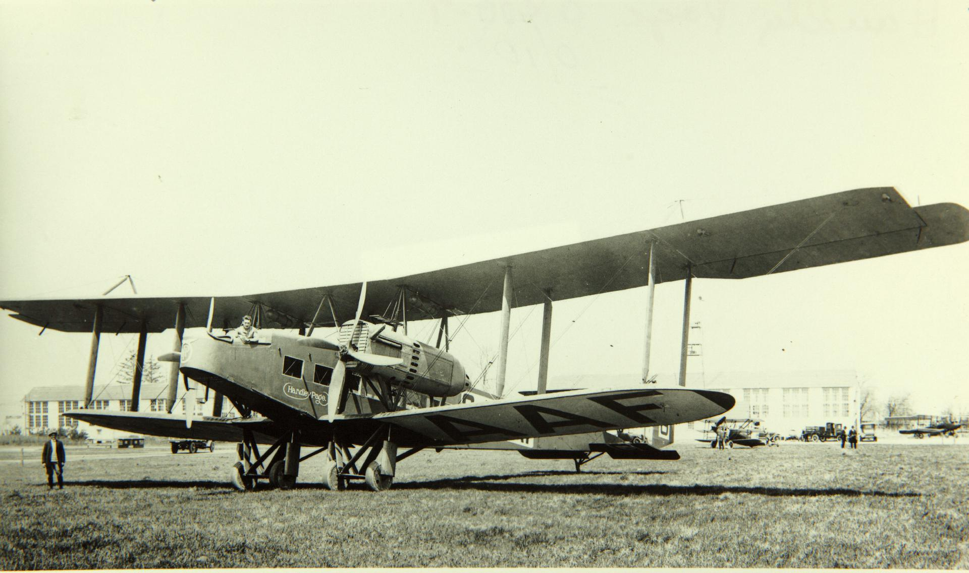 A post-war civil Handley Page O-7 (G-EAAF), a passenger conversion of the O/400.