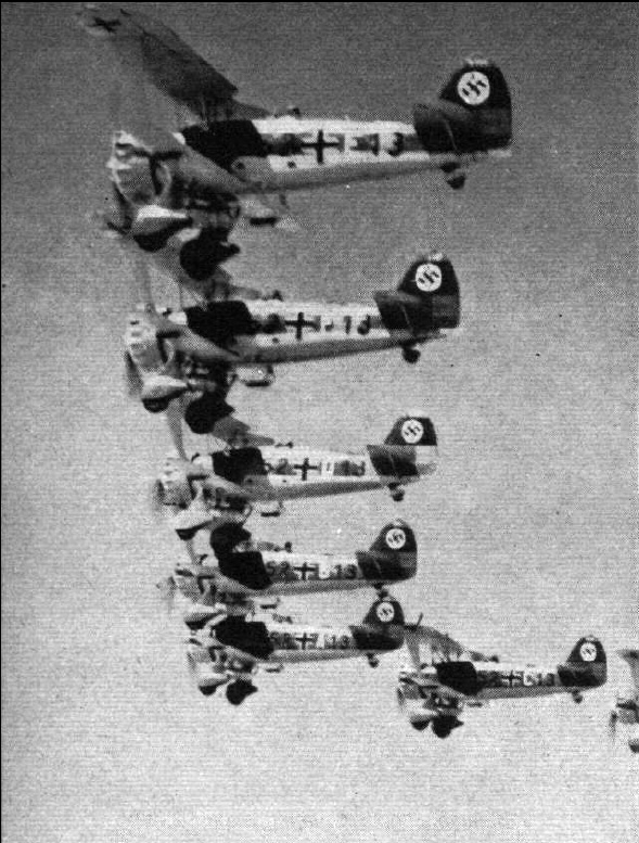 Henschel Hs 123 dive-bombers in formation. Photo: Wikimedia Commons (CC BY-SA 4.0).