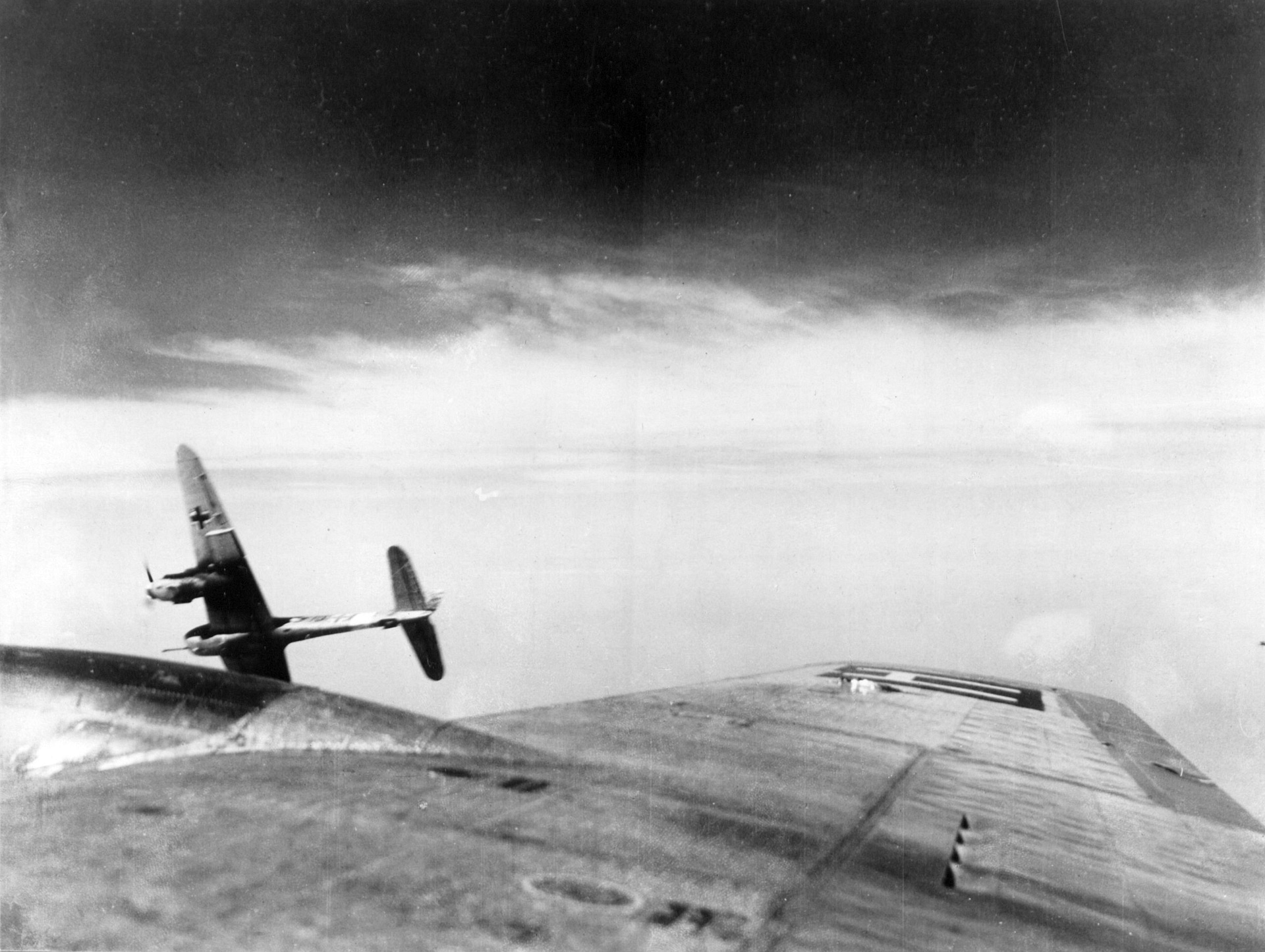 A Messerschmitt Me 410 fitted with the huge 50 mm BK 5 anti-bomber cannon in the nose.