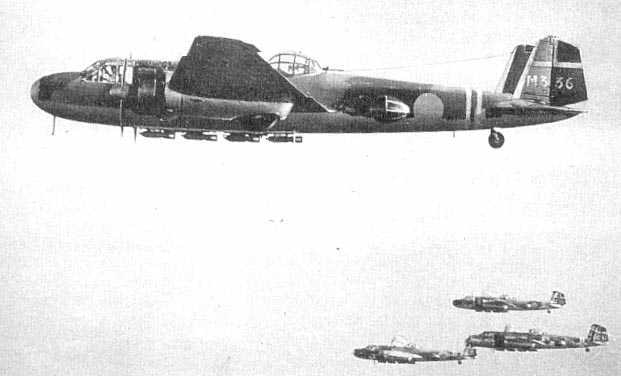 Navy Type 96 land attack bombers flying in formation.