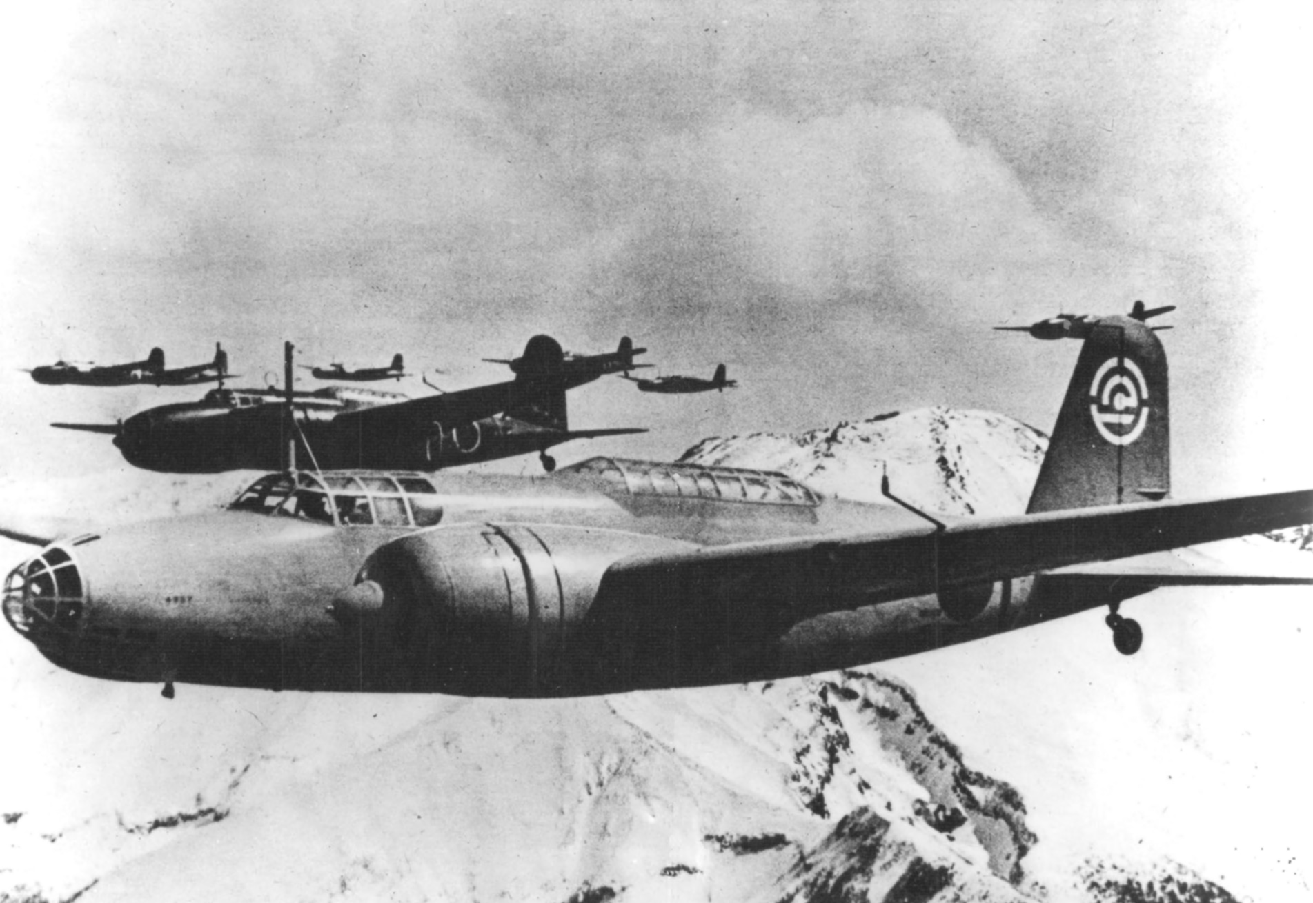 Imperial Japanese Army Mitsubishi Ki-21 Sally heavy bombers in formation
