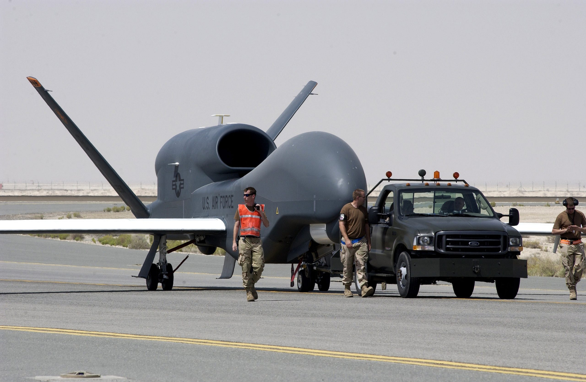 Northrop Grumman RQ-4 Global Hawk high-altitude reconnaissance drone in flight