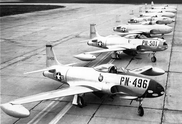 Row of newly built Lockheed P-80 Shooting Stars