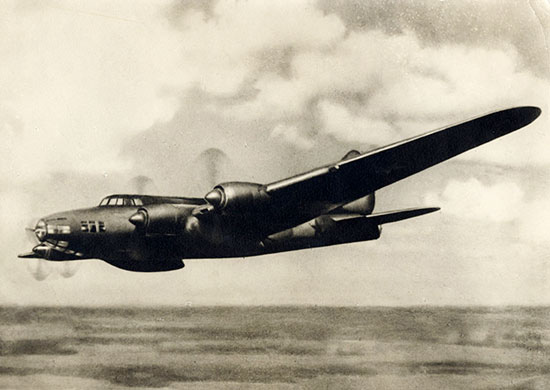 A TB-7 / Pe-8 in flight a rare wartime image of the Soviet heavy bomber airborne.
