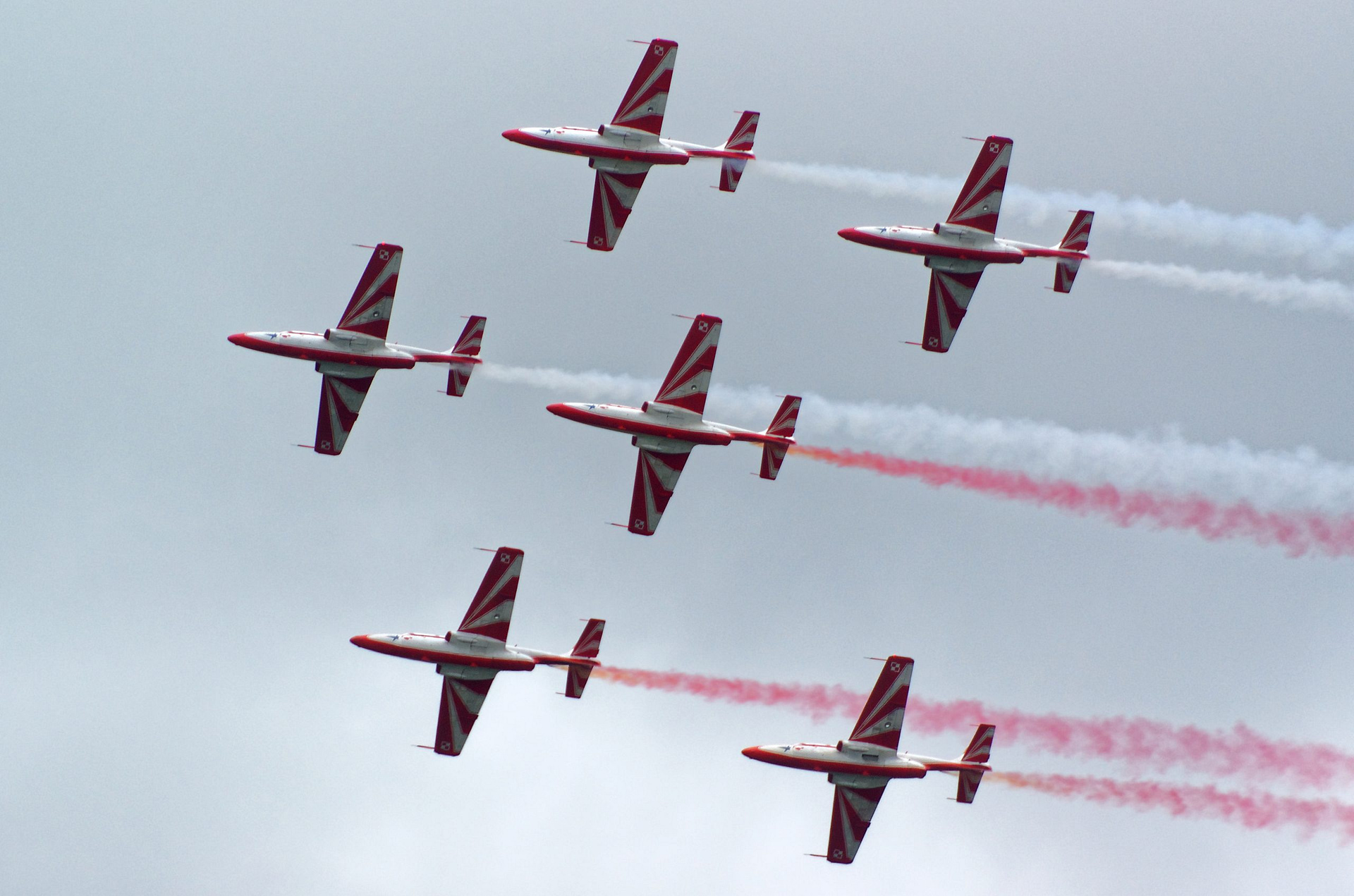 PZL TS-11 Iskra jets of the Biało-Czerwone Iskry aerobatic team in formation