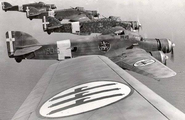 A formation of Savoia-Marchetti SM.79 Sparviero bombers