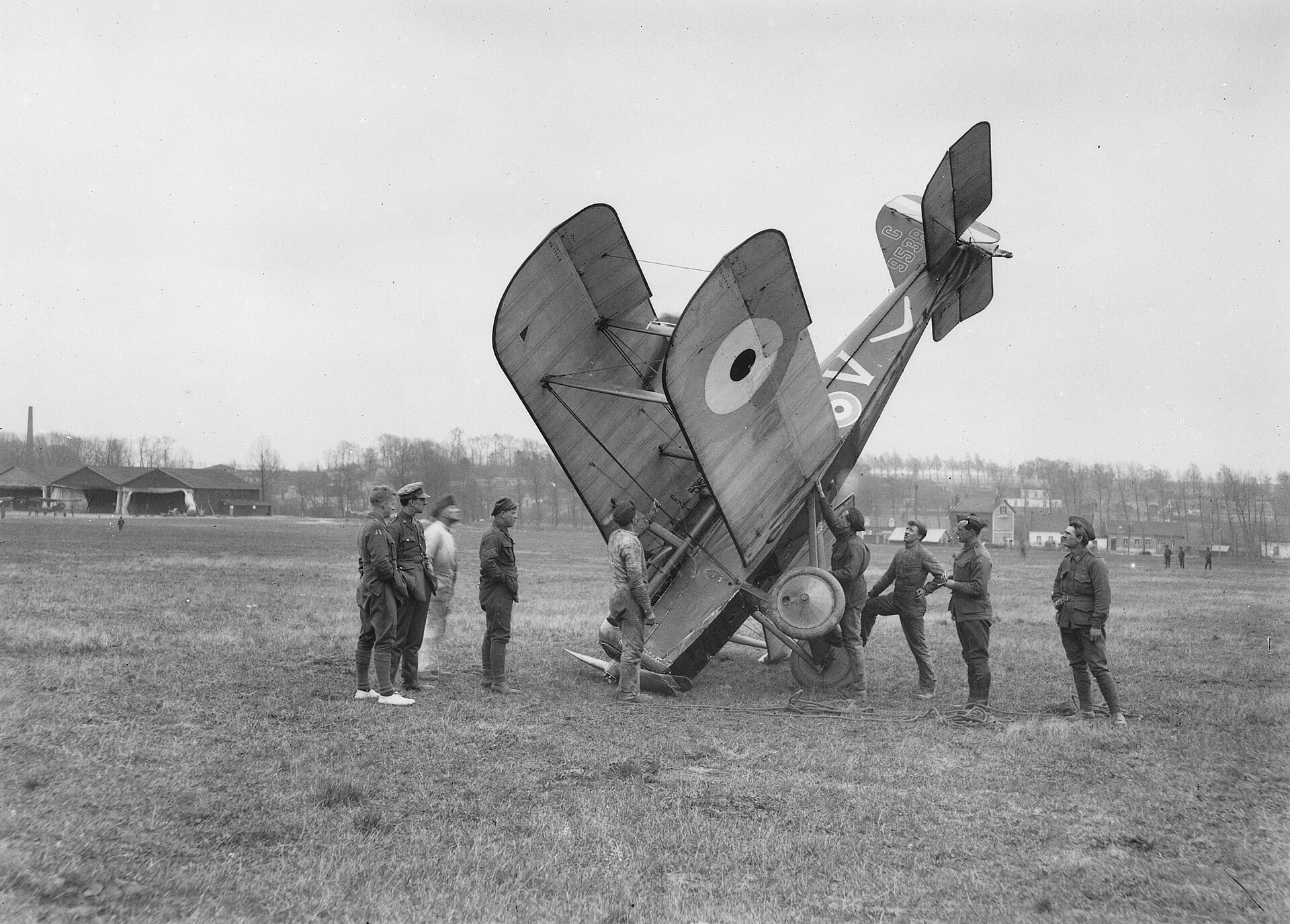 A crashed S.E.5a at Savy aerodrome, France
