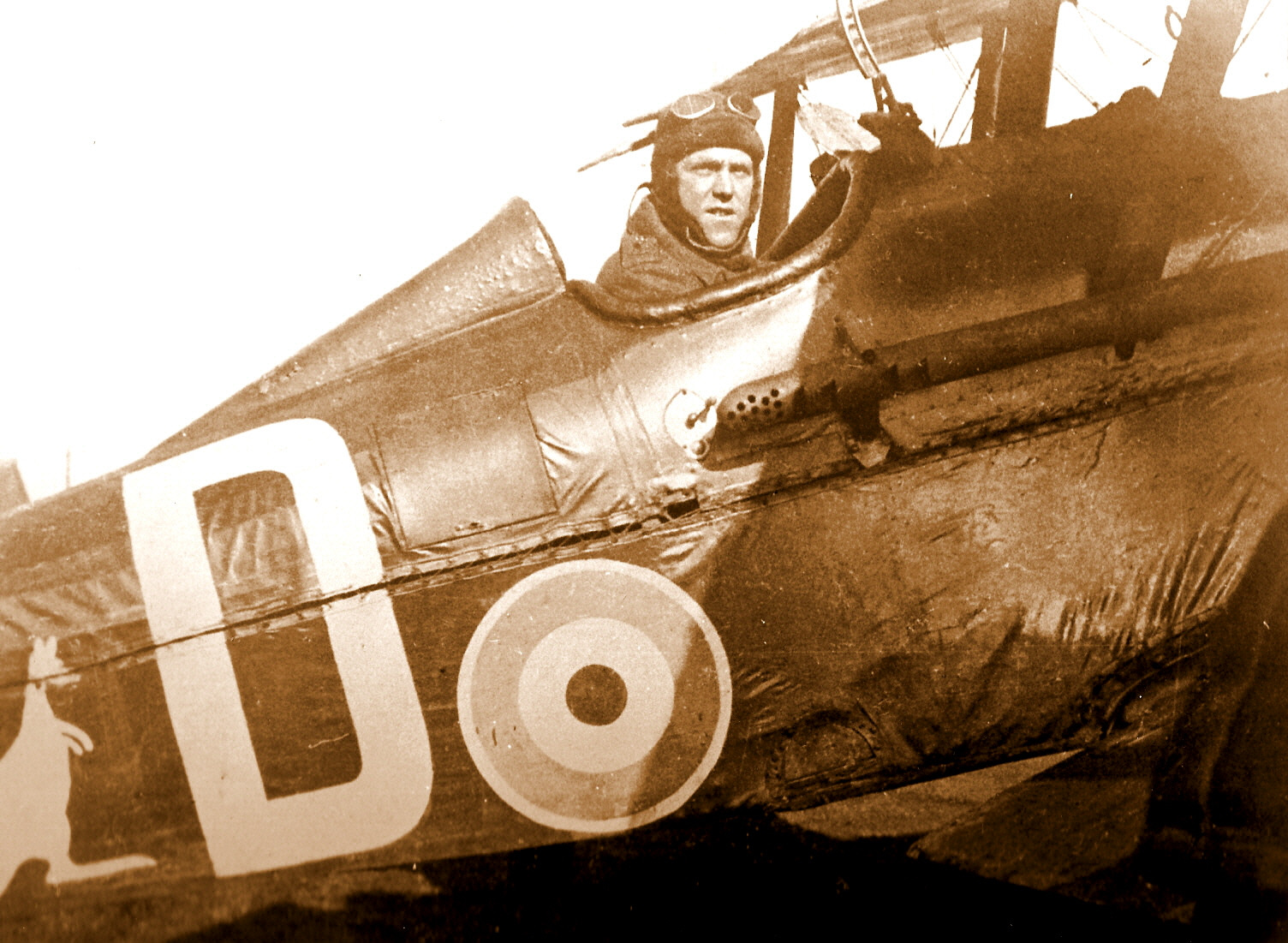 Ace John Rutherford Gordon at the controls of his S.E.5a, 1918