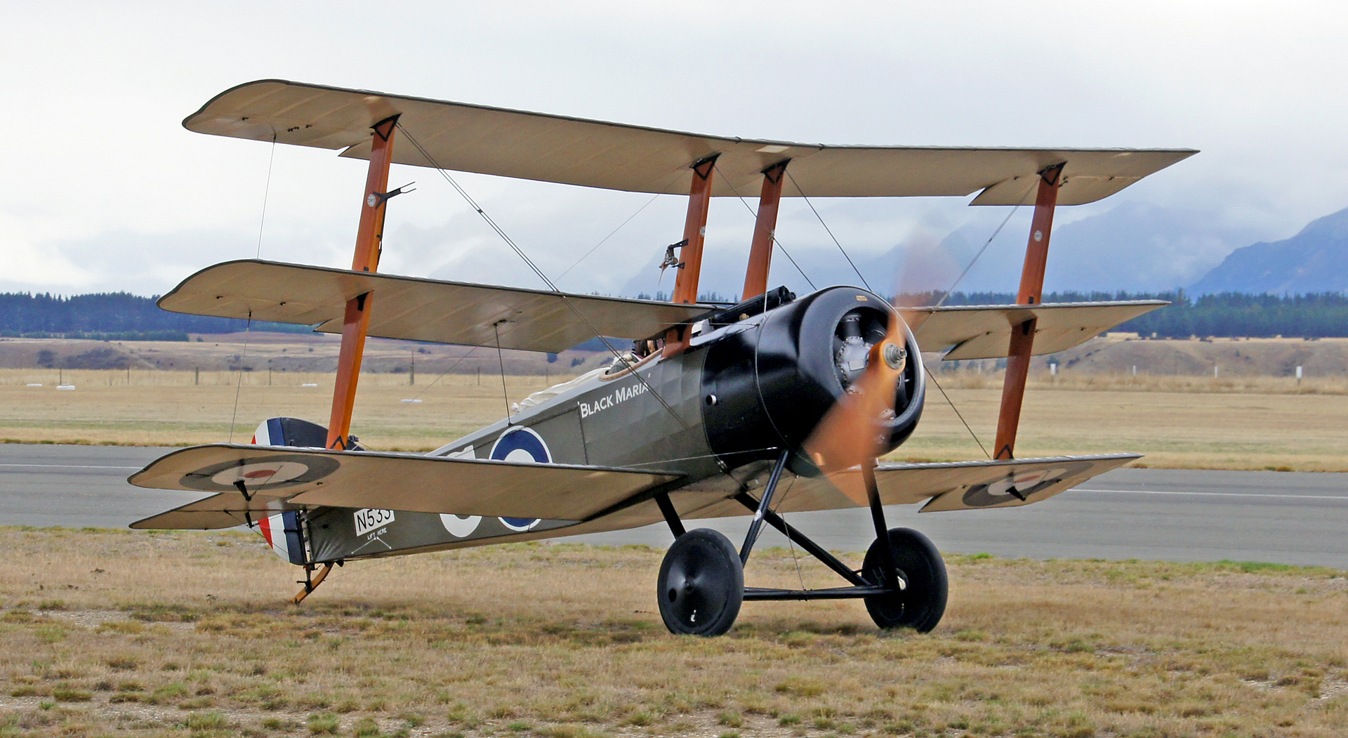 Preserved Sopwith Triplane reproduction on display