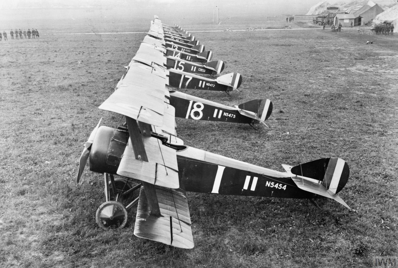 Sopwith Triplanes of No. 1 (Naval) Squadron RNAS lined up in France, 1917