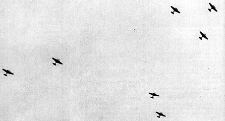 Soviet Tupolev SB bombers over Helsinki during the Winter War, 1939