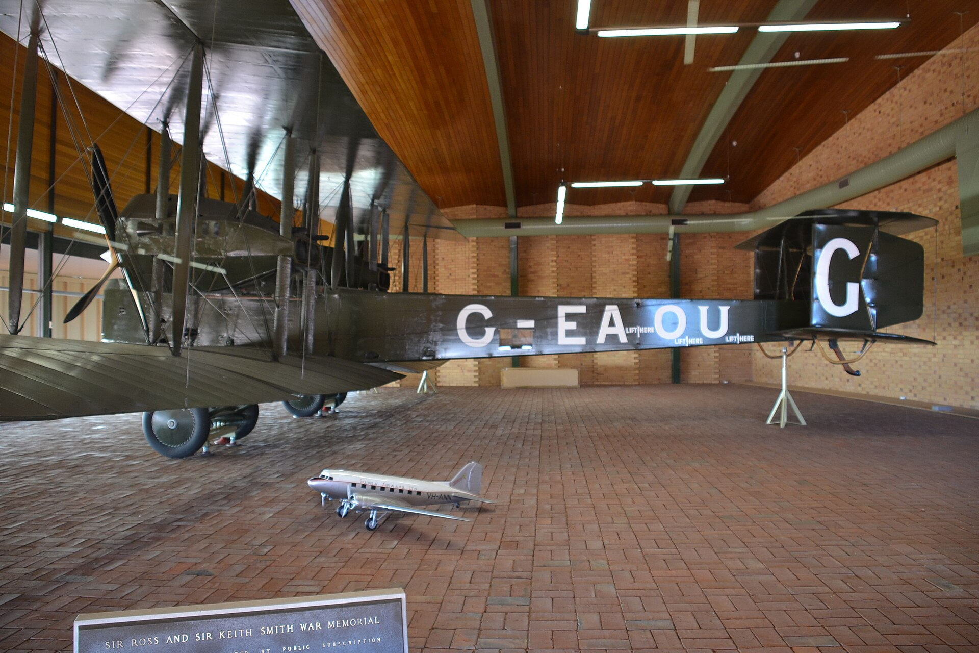 Ross Smith's Vickers Vimy G-EAOU preserved at Adelaide Airport, Australia