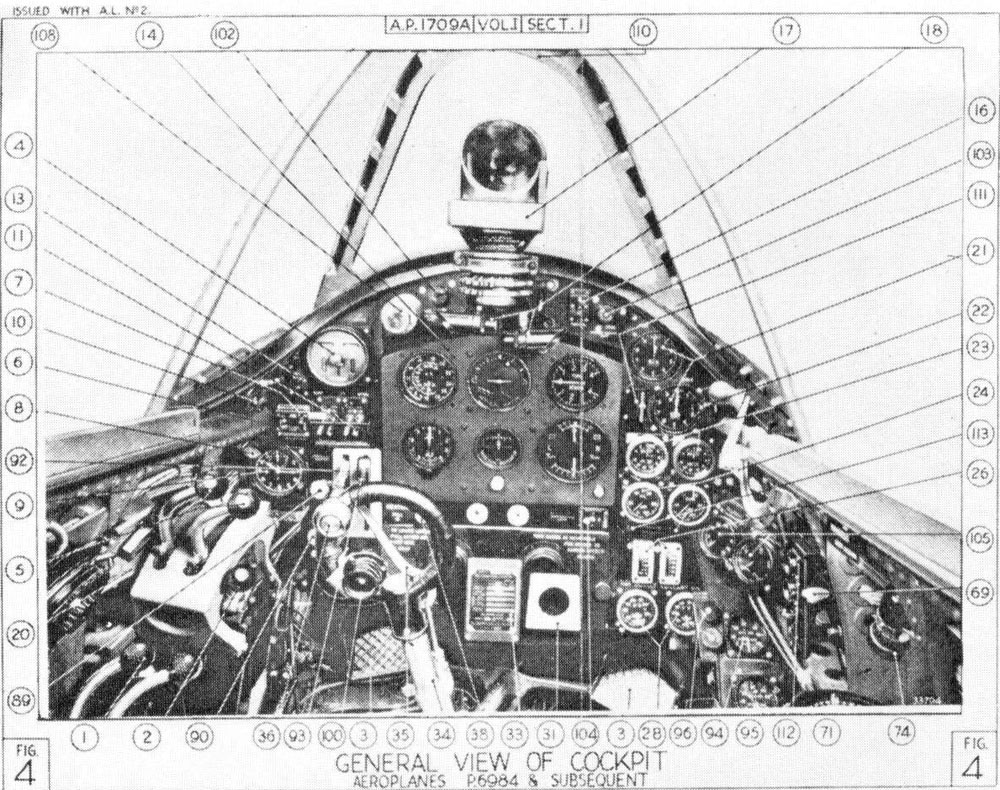 Cockpit of the Westland Whirlwind single-seat fighter