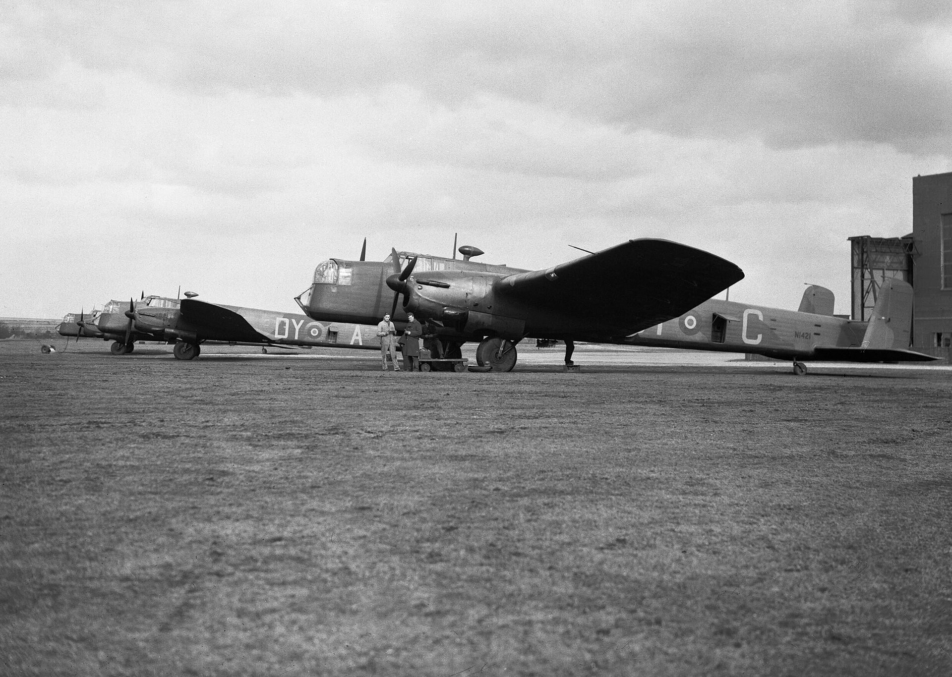 Whitley Mk Vs of No. 102 Squadron prepared for a leaflet raid, Driffield, 7 March 1940