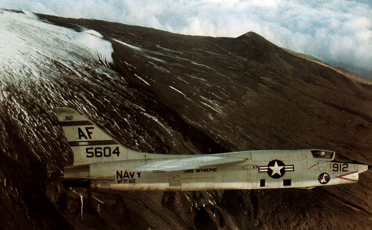 An RF-8A photo-reconnaissance Crusader of VFP-62 the squadron that photographed Cuba in 1962.