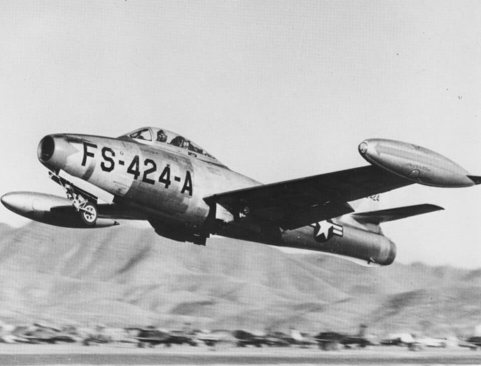 Republic F-84G Thunderjet — the fighter type used by Red Flight to penetrate the mushroom cloud of the first hydrogen bomb