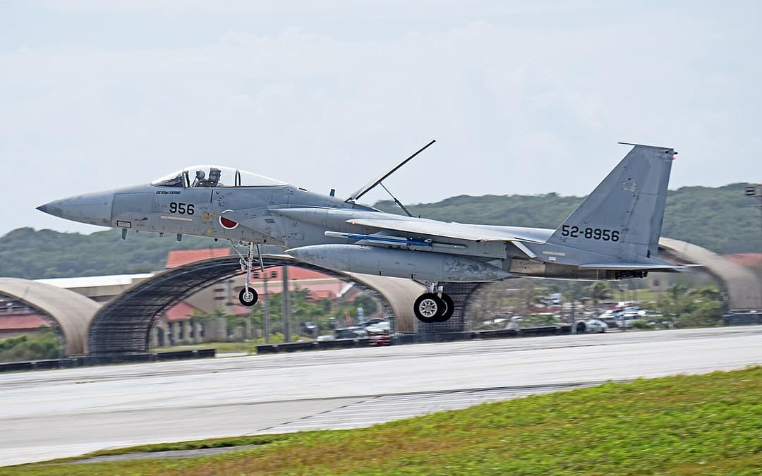 A JASDF Eagle Landed at Naha, Facing the Wrong Way