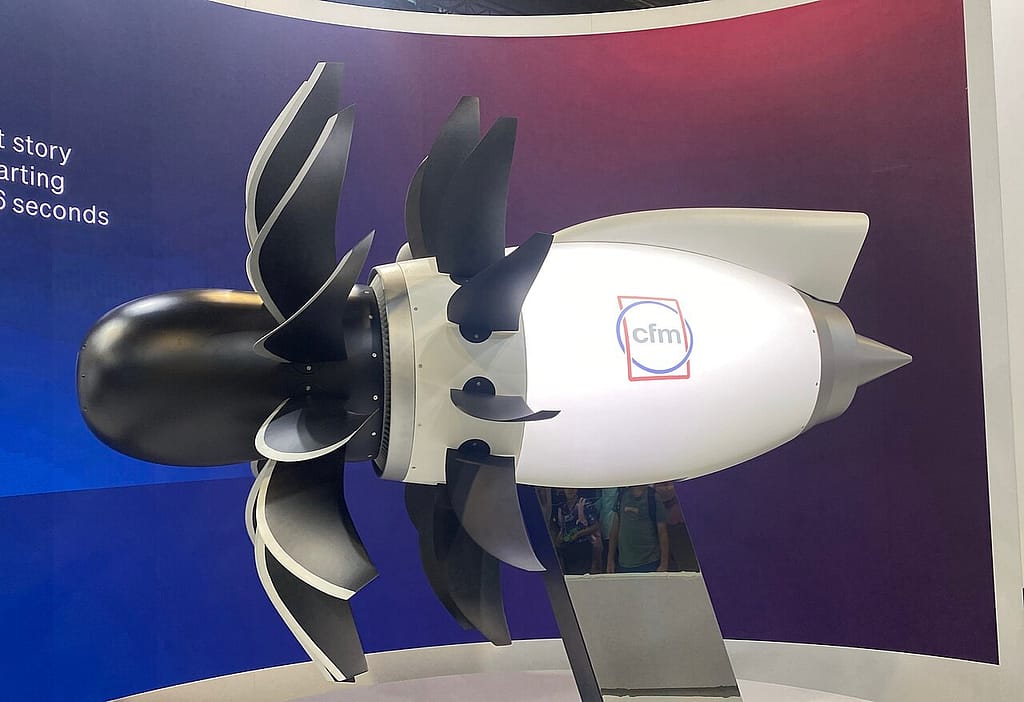 A mockup of the CFM RISE open fan engine