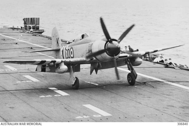 Sea Fury recovering aboard a carrier