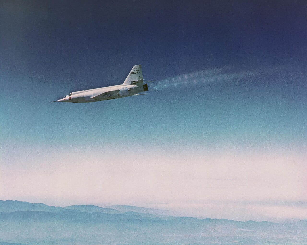 Bell X-2 in flight The Bell X-2 rocket plane in flight over Southern California