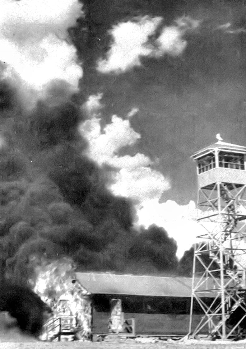 Fire at Carlsbad Army Airfield after the bat bomb accident