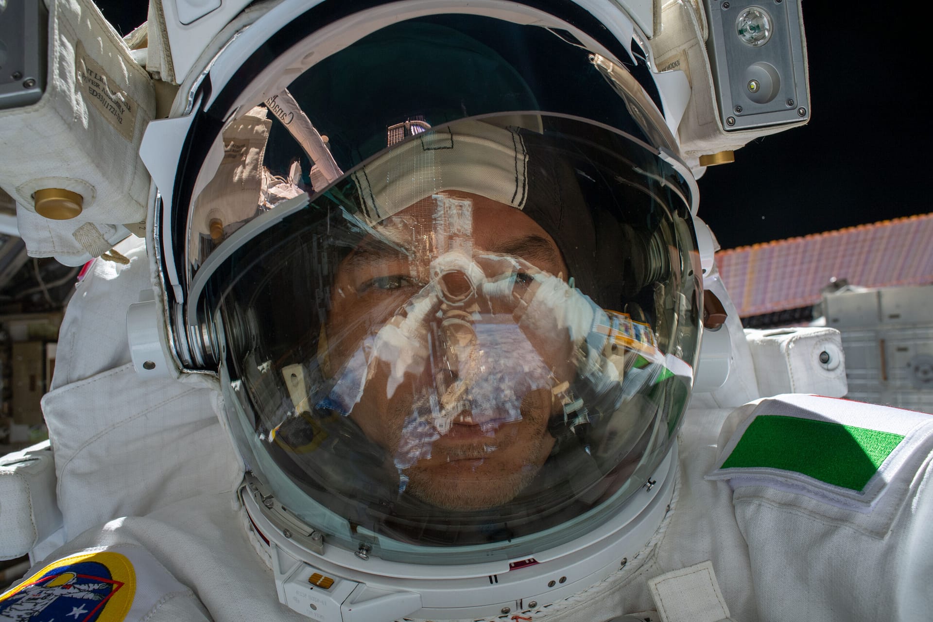 Luca Parmitano takes a space selfie during ISS spacewalk