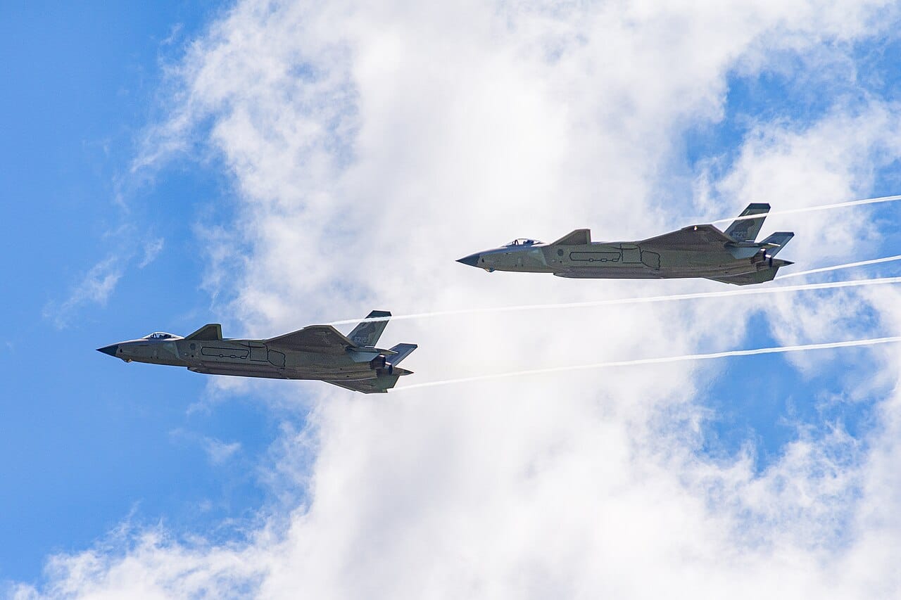 A pair of PLAAF J-20 fighters