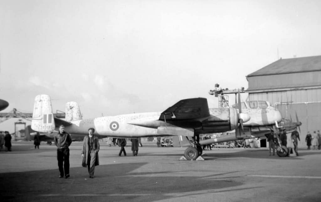 A captured Heinkel He 219 at RAE Farnborough in 1945