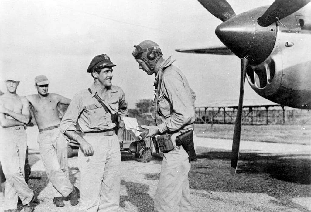 Lindbergh with ace Thomas McGuire