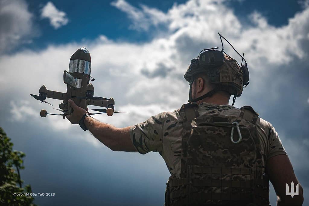 Ukrainian Sting interceptor drone launching