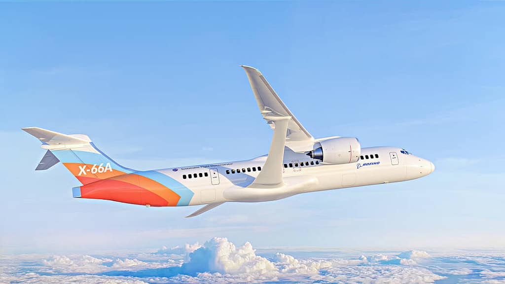Rendering of the NASA and Boeing X-66A truss-braced wing demonstrator