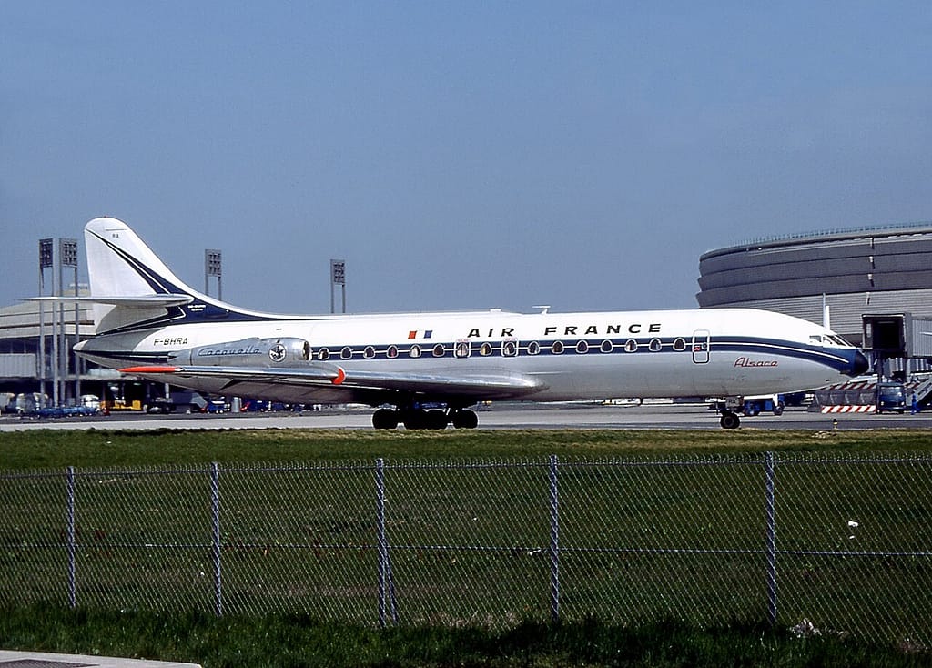 A Caravelle showing its rear-mounted engines
