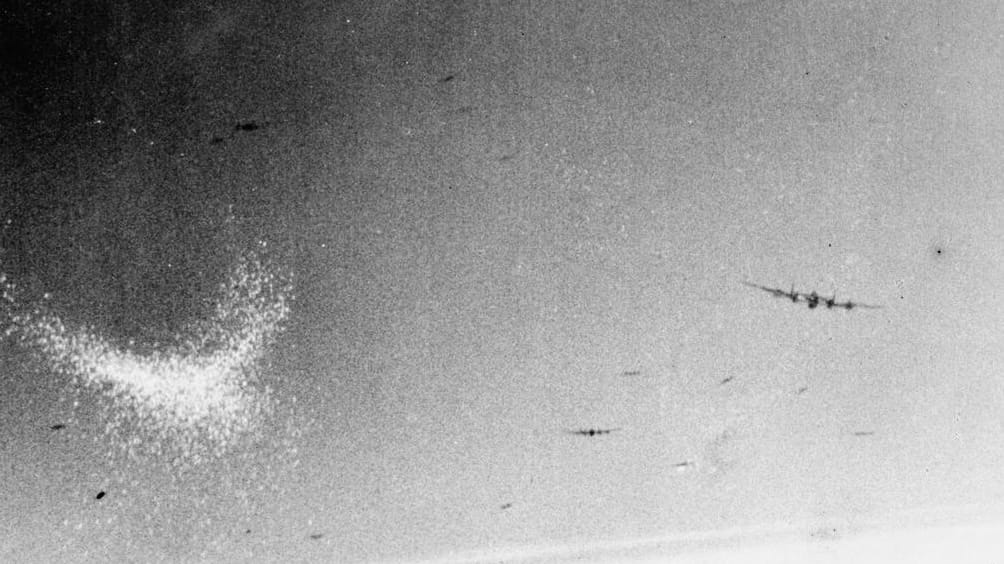 A Lancaster bomber dropping Window chaff
