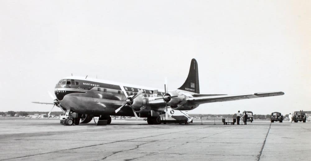 A Northwest Airlines Boeing 377 Stratocruiser on the ramp