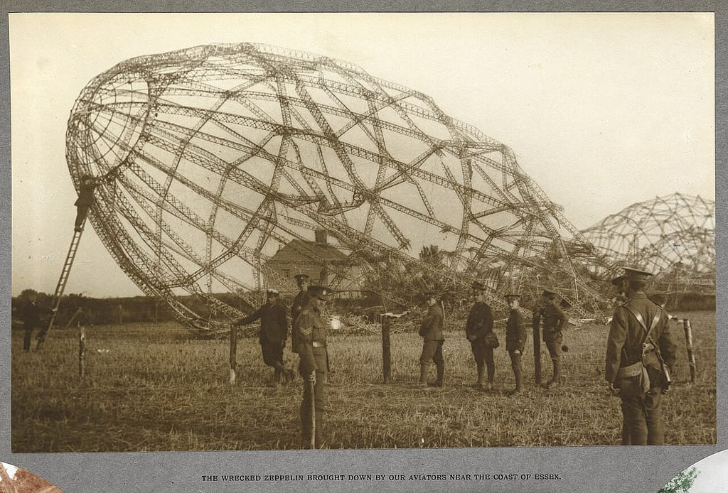 A German airship shot down over England