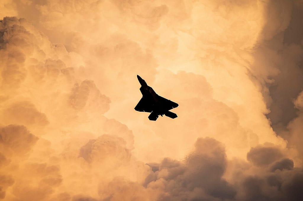 F-22 Raptor at twilight
