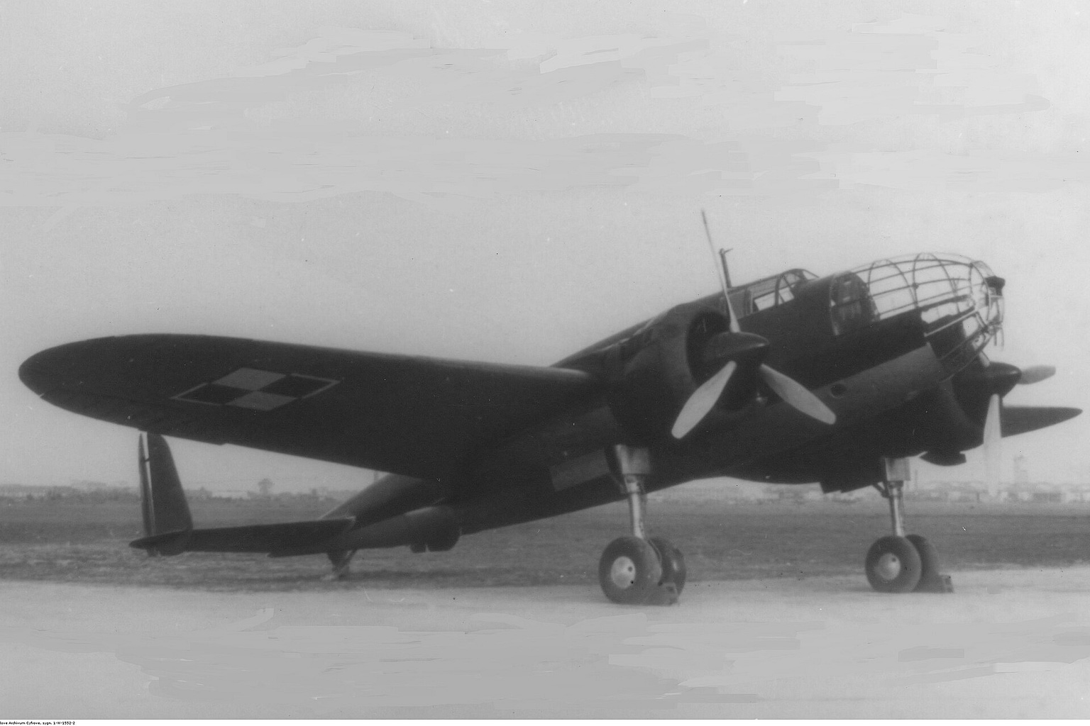 A PZL.37 Łoś medium bomber in flight