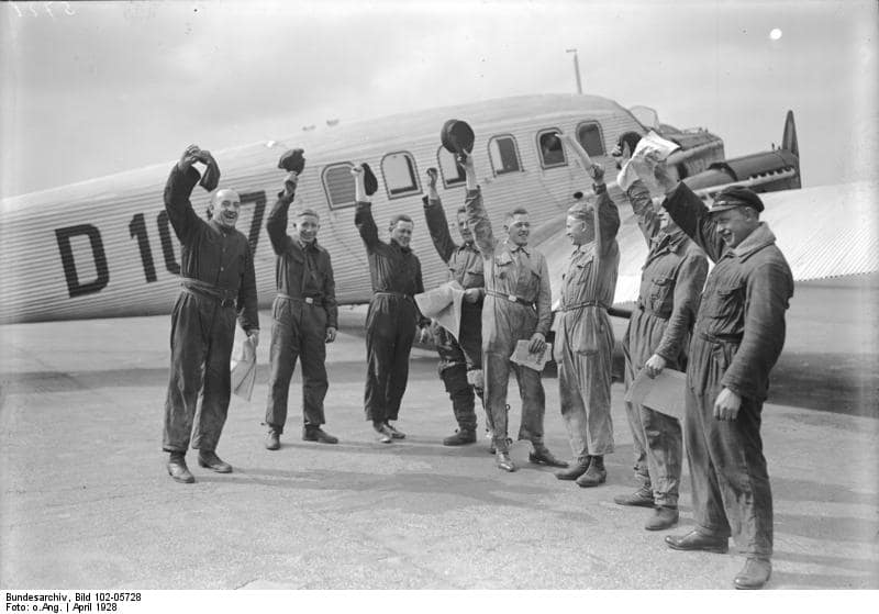 The crew of the Bremen after their ocean flight