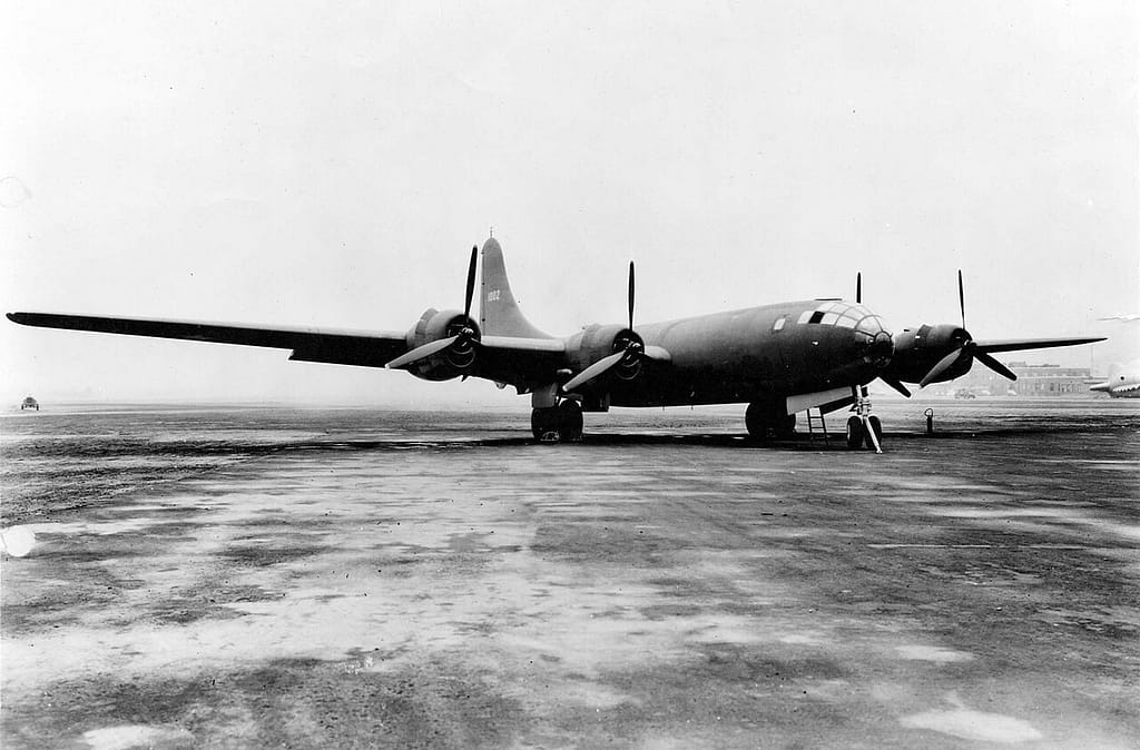 The Boeing XB-29 prototype in flight