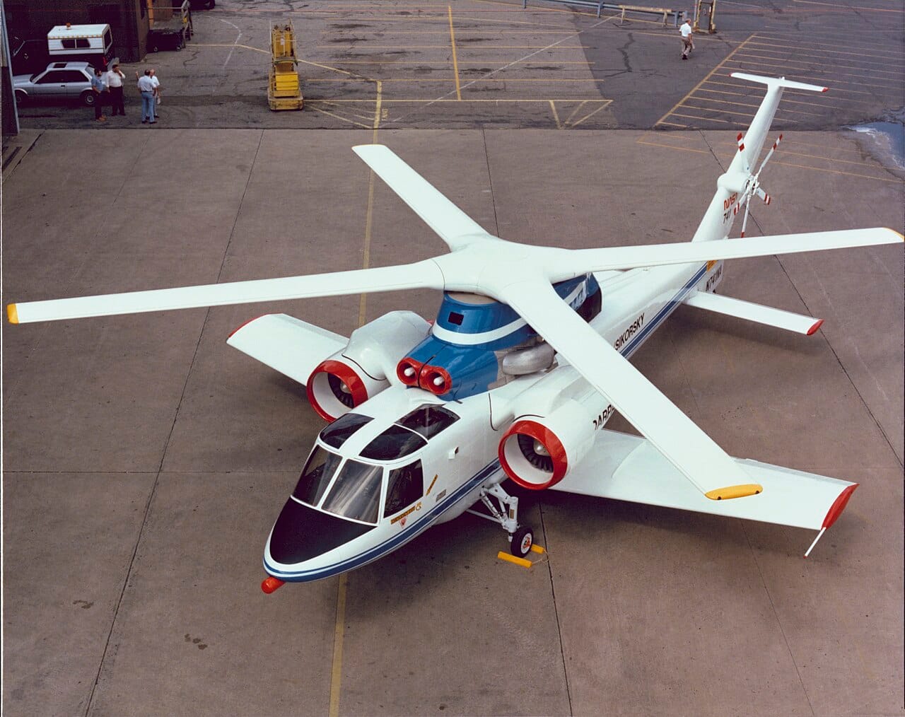 Sikorsky S-72 X-Wing experimental aircraft with rigid X-shaped rotor