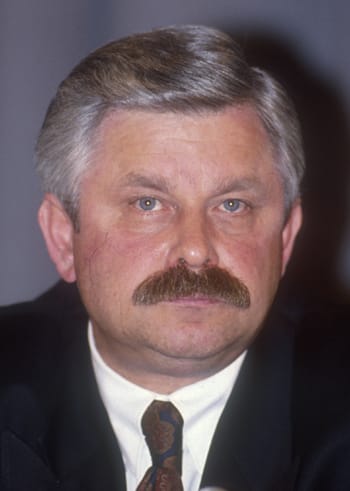 Alexander Rutskoy, Vice President of Russia, at a press conference