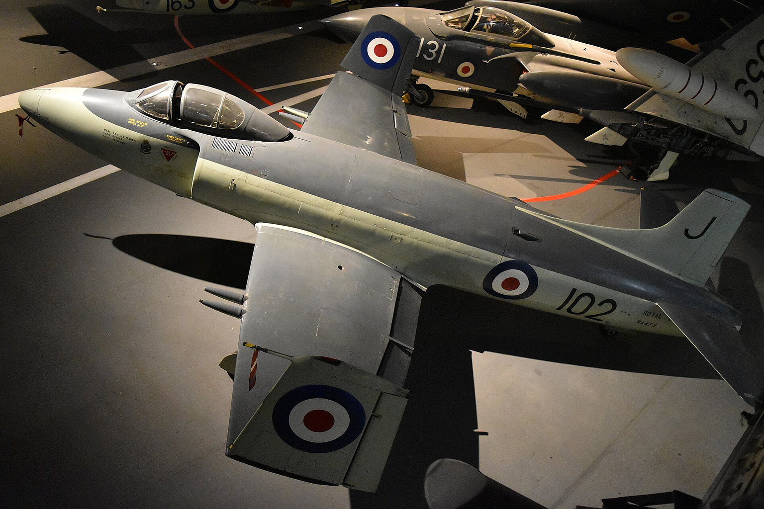 Preserved Supermarine Attacker F.1 WA473 in 800 NAS markings. Photo: Alan Wilson / Wikimedia Commons (CC BY-SA 2.0).