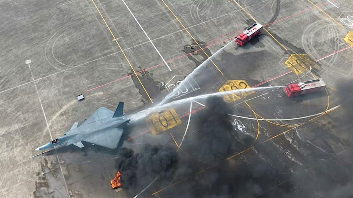 Vaguely J-20-shaped aircraft fire training mock-up photographed in China