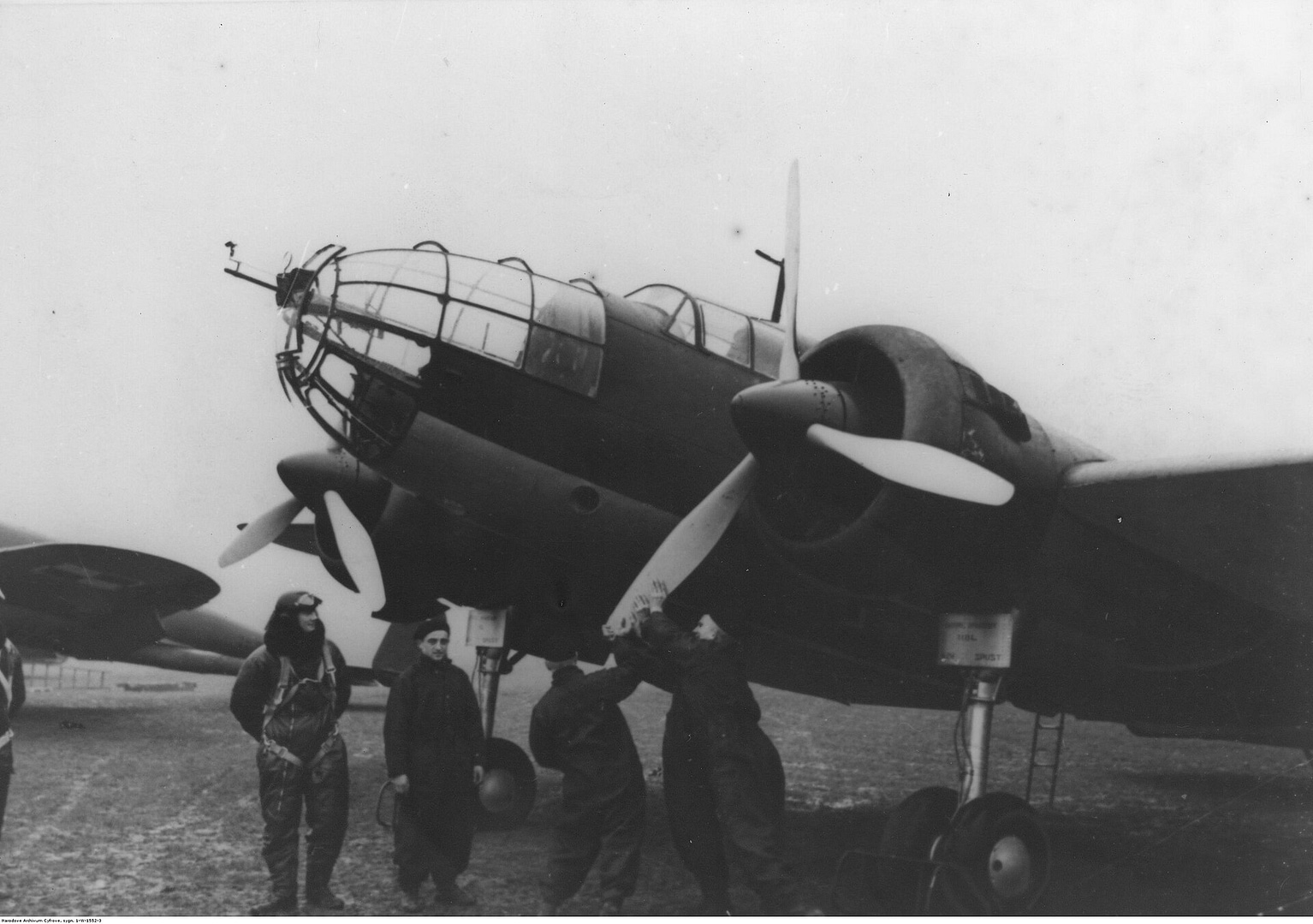 Ground crew servicing a PZL.37 Łoś