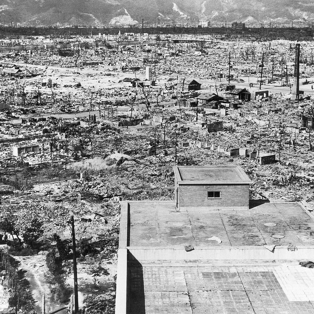The devastated centre of Hiroshima seen from the Red Cross Hospital
