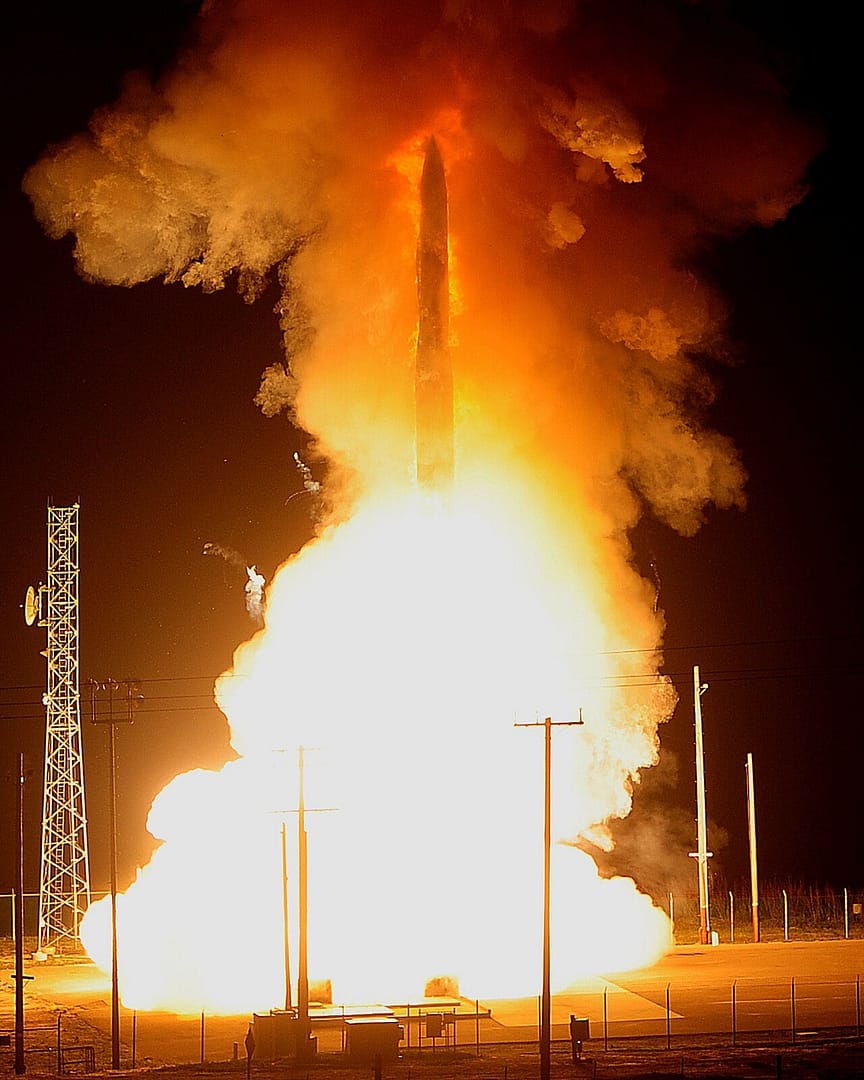 An unarmed LGM-30G Minuteman III ICBM launches during an operational test