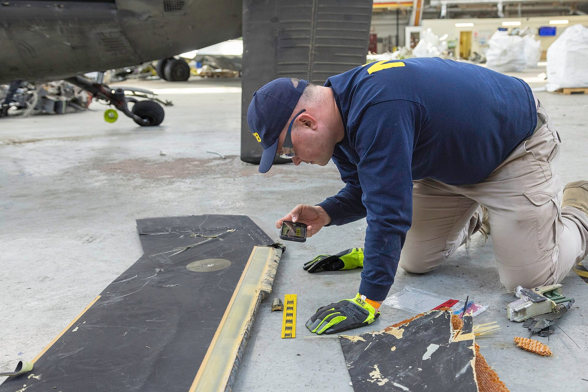 NTSB investigators document aircraft wreckage
