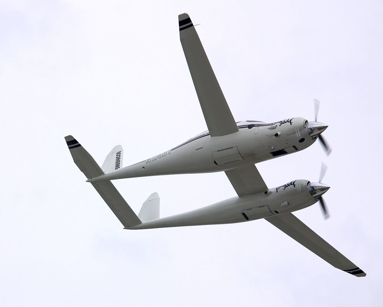 Rutan Model 202 Boomerang Rutan Model 202 Boomerang asymmetric twin-engine aircraft at Oshkosh